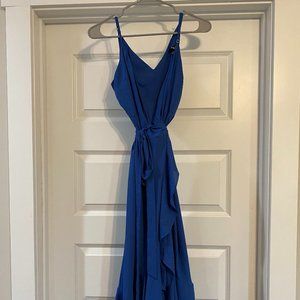 Lulus Manhattan Moment ruffle wrap dress SZ M